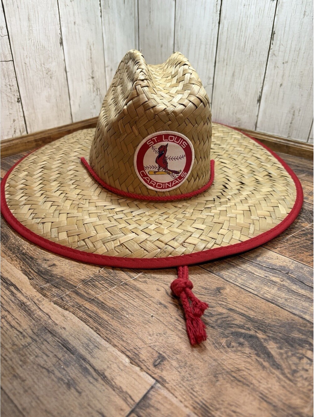 St Louis Cardinals Straw Hat Giveaway-Red Birds Straw Hat SGA EUC